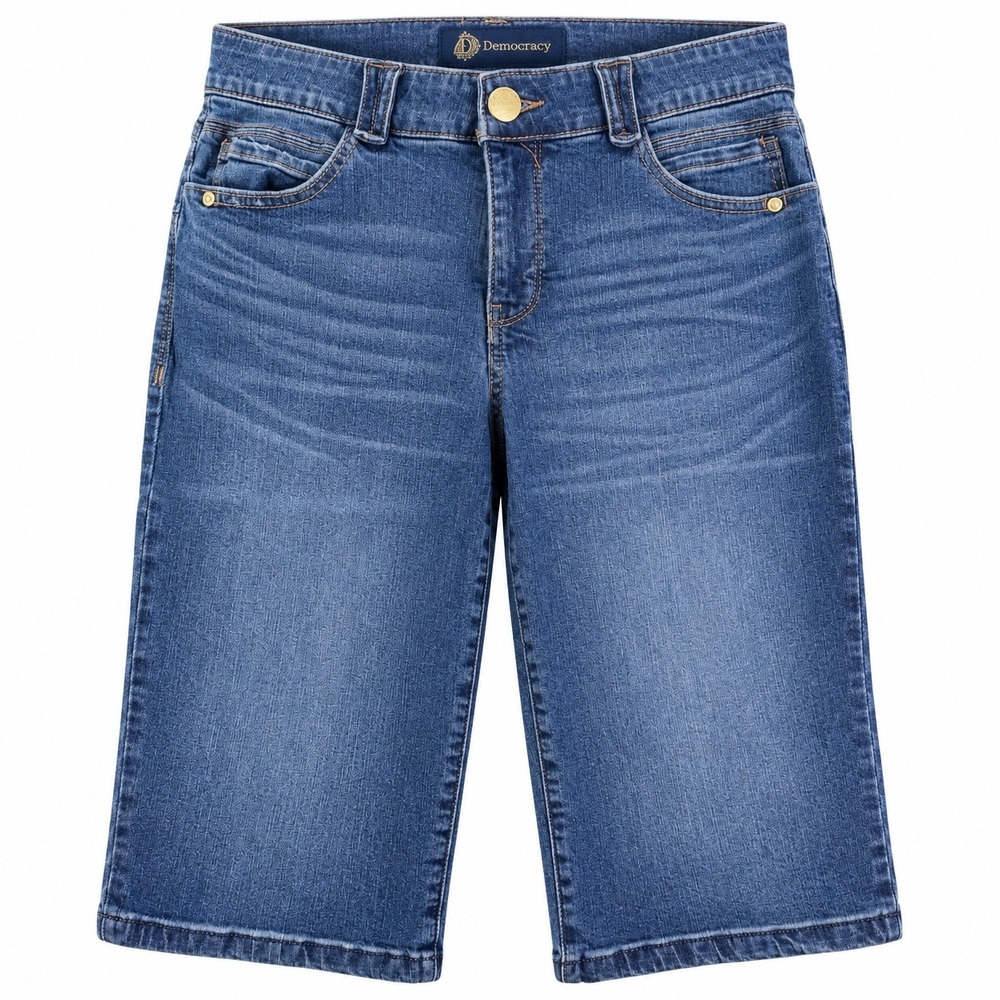 Democracy Ab solution Bermuda Shorts Cotton Blend 8 Blue Denim Casual Slimming
